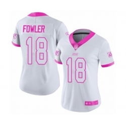 Women New York Giants #18 Bennie Fowler Limited White Pink Rush Fashion Football Jersey