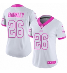 Women New York Giants #26 Saquon Barkley Limited White Pink Rush Fashion NFL Jersey Women New York Giants #26 Saquon Barkley Limited White Pink Rush Fashion NFL Jersey