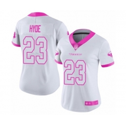 Women Houston Texans #23 Carlos Hyde Limited White Pink Rush Fashion Football Jersey Women Houston Texans #23 Carlos Hyde Limited White Pink Rush Fashion Football Jersey