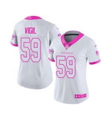Women Cincinnati Bengals #59 Nick Vigil Limited White Pink Rush Fashion Football Jersey