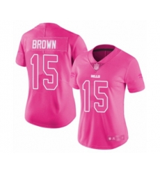 Women Buffalo Bills #15 John Brown Limited Pink Rush Fashion Football Jersey