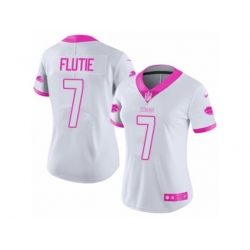 Women Buffalo Bills #7 Doug Flutie Limited White Pink Rush Fashion NFL Jersey Women Buffalo Bills #7 Doug Flutie Limited White Pink Rush Fashion NFL Jersey
