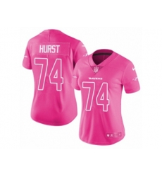 Women Baltimore Ravens #74 James Hurst Limited Pink Rush Fashion NFL Jersey