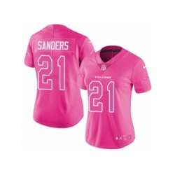 Womens Atlanta Falcons #21 Deion Sanders Limited Pink Rush Fashion NFL Jersey