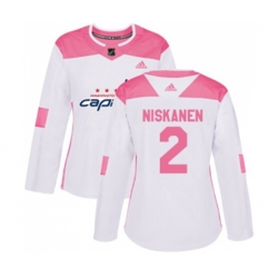 Women Washington Capitals #2 Matt Niskanen Authentic White Pink Fashion NHL Jersey