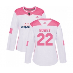 Women Washington Capitals #22 Madison Bowey Authentic White Pink Fashion NHL Jersey