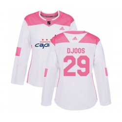 Women Washington Capitals #29 Christian Djoos Authentic White Pink Fashion NHL Jersey