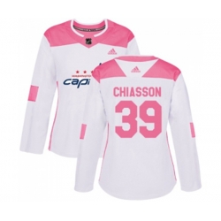 Women Washington Capitals #39 Alex Chiasson Authentic White Pink Fashion NHL Jersey