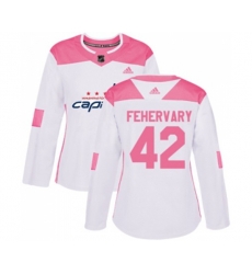 Women Washington Capitals #42 Martin Fehervary Authentic White Pink Fashion NHL Jersey