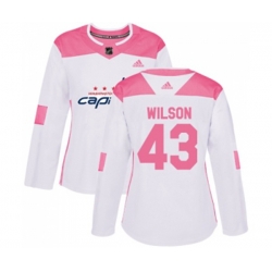Women Washington Capitals #43 Tom Wilson Authentic White Pink Fashion NHL Jersey
