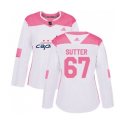 Women Washington Capitals #67 Riley Sutter Authentic White Pink Fashion NHL Jersey