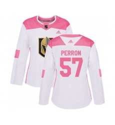 Women Vegas Golden Knights #57 David Perron Authentic White Pink Fashion NHL Jersey
