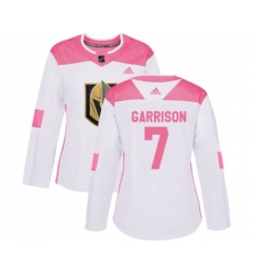 Women Vegas Golden Knights #7 Jason Garrison Authentic White Pink Fashion NHL Jersey