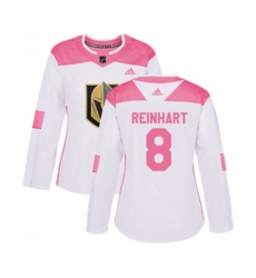 Women Vegas Golden Knights #8 Griffin Reinhart Authentic White Pink Fashion NHL Jersey