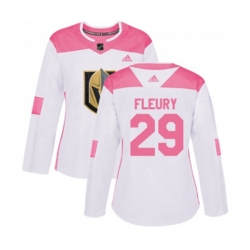 Womens Vegas Golden Knights #29 Marc-Andre Fleury Authentic White-Pink Fashion NHL Jersey Womens Vegas Golden Knights #29 Marc-Andre Fleury Authentic White-Pink Fashion NHL Jersey