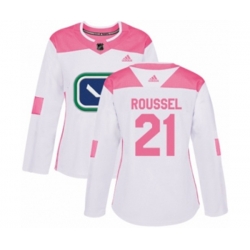 Women Vancouver Canucks #21 Antoine Roussel Authentic White Pink Fashion NHL Jersey Women Vancouver Canucks #21 Antoine Roussel Authentic White Pink Fashion NHL Jersey