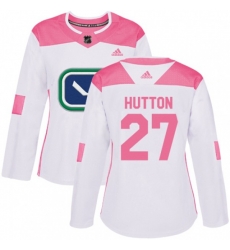 Women Vancouver Canucks #27 Ben Hutton Authentic White Pink Fashion NHL Jersey Women Vancouver Canucks #27 Ben Hutton Authentic White Pink Fashion NHL Jersey