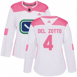 Women Vancouver Canucks #4 Michael Del Zotto Authentic White Pink Fashion NHL Jersey Women Vancouver Canucks #4 Michael Del Zotto Authentic White Pink Fashion NHL Jersey