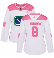 Women Vancouver Canucks #8 Igor Larionov Authentic White Pink Fashion NHL Jersey