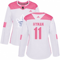 Women Toronto Maple Leafs #11 Zach Hyman Authentic White Pink Fashion NHL Jersey Women Toronto Maple Leafs #11 Zach Hyman Authentic White Pink Fashion NHL Jersey