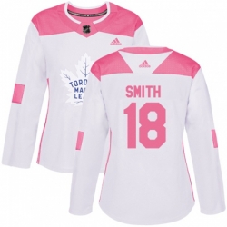 Women Toronto Maple Leafs #18 Ben Smith Authentic White Pink Fashion NHL Jersey Women Toronto Maple Leafs #18 Ben Smith Authentic White Pink Fashion NHL Jersey