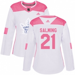 Women Toronto Maple Leafs #21 Borje Salming Authentic White Pink Fashion NHL Jersey Women Toronto Maple Leafs #21 Borje Salming Authentic White Pink Fashion NHL Jersey