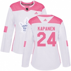 Women Toronto Maple Leafs #24 Kasperi Kapanen Authentic White Pink Fashion NHL Jersey Women Toronto Maple Leafs #24 Kasperi Kapanen Authentic White Pink Fashion NHL Jersey