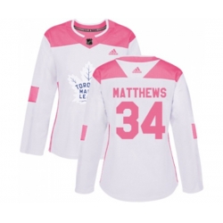 Women Toronto Maple Leafs #34 Auston Matthews Authentic White Pink Fashion NHL Jersey Women Toronto Maple Leafs #34 Auston Matthews Authentic White Pink Fashion NHL Jersey