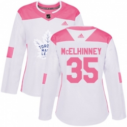 Women Toronto Maple Leafs #35 Curtis McElhinney Authentic White Pink Fashion NHL Jersey Women Toronto Maple Leafs #35 Curtis McElhinney Authentic White Pink Fashion NHL Jersey