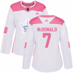 Women Toronto Maple Leafs #7 Lanny McDonald Authentic White Pink Fashion NHL Jersey Women Toronto Maple Leafs #7 Lanny McDonald Authentic White Pink Fashion NHL Jersey