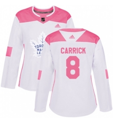 Women Toronto Maple Leafs #8 Connor Carrick Authentic White Pink Fashion NHL Jersey