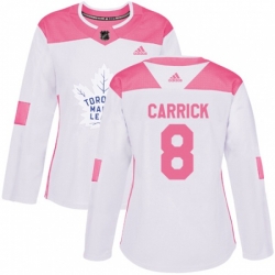 Women Toronto Maple Leafs #8 Connor Carrick Authentic White Pink Fashion NHL Jersey Women Toronto Maple Leafs #8 Connor Carrick Authentic White Pink Fashion NHL Jersey