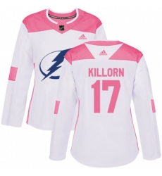 Women Tampa Bay Lightning #17 Alex Killorn Authentic White Pink Fashion NHL Jersey
