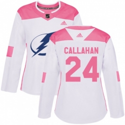 Women Tampa Bay Lightning #24 Ryan Callahan Authentic White Pink Fashion NHL Jersey