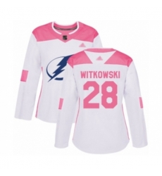 Women Tampa Bay Lightning #28 Luke Witkowski Authentic White Pink Fashion Hockey Jersey