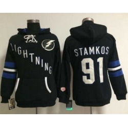 Women Tampa Bay Lightning #91 Steven Stamkos Black Old Time Heidi NHL Hoodie