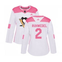 Women Adidas Pittsburgh Penguins #2 Chad Ruhwedel Authentic White Pink Fashion NHL Jersey Women Adidas Pittsburgh Penguins #2 Chad Ruhwedel Authentic White Pink Fashion NHL Jersey