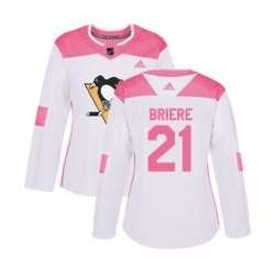Women Adidas Pittsburgh Penguins #21 Michel Briere Authentic White Pink Fashion NHL Jersey Women Adidas Pittsburgh Penguins #21 Michel Briere Authentic White Pink Fashion NHL Jersey
