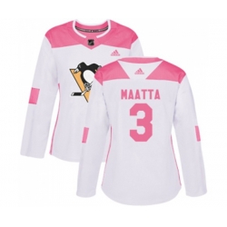 Women Adidas Pittsburgh Penguins #3 Olli Maatta Authentic White Pink Fashion NHL Jersey Women Adidas Pittsburgh Penguins #3 Olli Maatta Authentic White Pink Fashion NHL Jersey