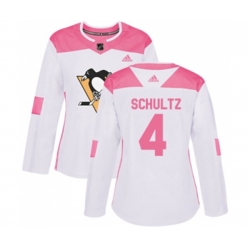 Women Adidas Pittsburgh Penguins #4 Justin Schultz Authentic White Pink Fashion NHL Jersey Women Adidas Pittsburgh Penguins #4 Justin Schultz Authentic White Pink Fashion NHL Jersey