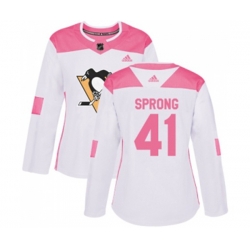 Women Adidas Pittsburgh Penguins #41 Daniel Sprong Authentic White Pink Fashion NHL Jersey Women Adidas Pittsburgh Penguins #41 Daniel Sprong Authentic White Pink Fashion NHL Jersey