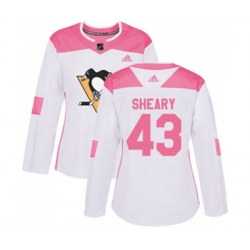 Women Adidas Pittsburgh Penguins #43 Conor Sheary Authentic White Pink Fashion NHL Jersey Women Adidas Pittsburgh Penguins #43 Conor Sheary Authentic White Pink Fashion NHL Jersey