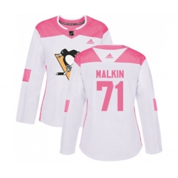 Women Adidas Pittsburgh Penguins #71 Evgeni Malkin Authentic White Pink Fashion NHL Jersey Women Adidas Pittsburgh Penguins #71 Evgeni Malkin Authentic White Pink Fashion NHL Jersey