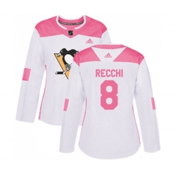 Women Adidas Pittsburgh Penguins #8 Mark Recchi Authentic White Pink Fashion NHL Jersey Women Adidas Pittsburgh Penguins #8 Mark Recchi Authentic White Pink Fashion NHL Jersey