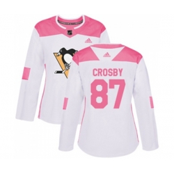 Women Adidas Pittsburgh Penguins #87 Sidney Crosby Authentic White Pink Fashion NHL Jersey Women Adidas Pittsburgh Penguins #87 Sidney Crosby Authentic White Pink Fashion NHL Jersey