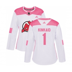 Women New Jersey Devils #1 Keith Kinkaid Authentic White Pink Fashion Hockey Jersey Women New Jersey Devils #1 Keith Kinkaid Authentic White Pink Fashion Hockey Jersey