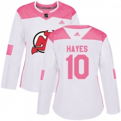 Women New Jersey Devils #10 Jimmy Hayes Authentic White Pink Fashion NHL Jersey Women New Jersey Devils #10 Jimmy Hayes Authentic White Pink Fashion NHL Jersey