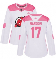 Women New Jersey Devils #17 Patrick Maroon Authentic White Pink Fashion NHL Jersey