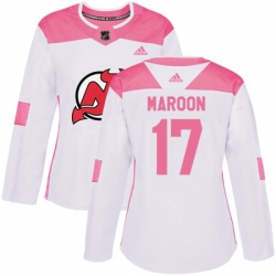 Women New Jersey Devils #17 Patrick Maroon Authentic White Pink Fashion NHL Jersey Women New Jersey Devils #17 Patrick Maroon Authentic White Pink Fashion NHL Jersey