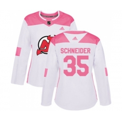 Women New Jersey Devils #35 Cory Schneider Authentic White Pink Fashion Hockey Jersey Women New Jersey Devils #35 Cory Schneider Authentic White Pink Fashion Hockey Jersey